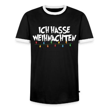 Ich hasse Weihnachten Anti XMAS - Männer Kontrast-T-Shirt - Schwarz/Weiß - Vorne - AI Model Female 172 light (172cm) & AI Model Male 178 light (178cm)
