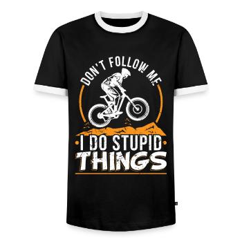 Cadeau de motard de montagne - T-shirt contrasté Homme - noir/blanc - Devant - AI Model Female 172 light (172cm) & AI Model Male 178 light (178cm)