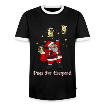 Pugs For Everyone Weihnachtsmann Verteilt Geschenk - Männer Kontrast-T-Shirt - Schwarz/Weiß - Vorne - AI Model Female 172 light (172cm) & AI Model Male 178 light (178cm)