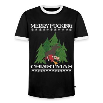 Joyeux noël joyeux noël joyeux noël - T-shirt contrasté Homme - noir/blanc - Devant - AI Model Female 172 light (172cm) & AI Model Male 178 light (178cm)