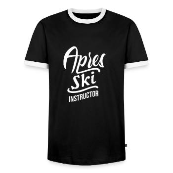 Apres Ski Instructor Ski Holiday - Men's Ringer Shirt - black/white - Front - AI Model Female 172 light (172cm) & AI Model Male 178 light (178cm)