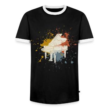 Klavier vintage - Männer Kontrast-T-Shirt - Schwarz/Weiß - Vorne - AI Model Female 172 light (172cm) & AI Model Male 178 light (178cm)