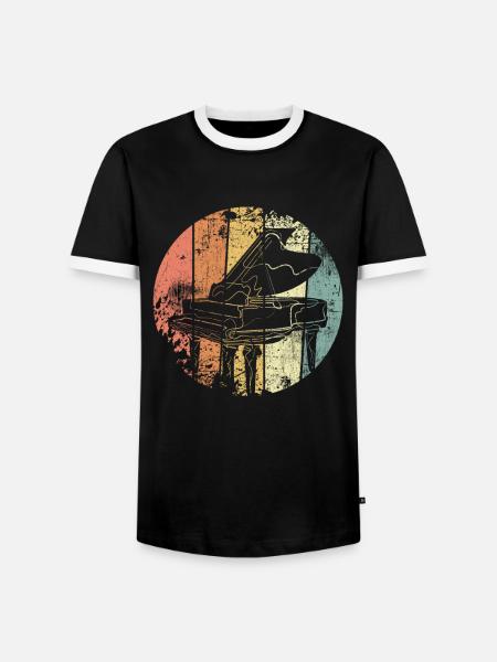 Klavier retro - Männer Kontrast-T-Shirt - Schwarz/Weiß