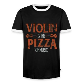 Violine - Männer Kontrast-T-Shirt - Schwarz/Weiß - Vorne - AI Model Female 172 light (172cm) & AI Model Male 178 light (178cm)