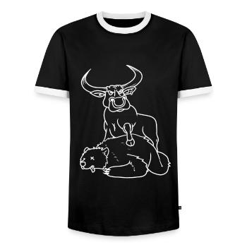 Bulle Bank Bear Stock Exchange Capital Shares Economy - Men's Ringer Shirt - black/white - Front - AI Model Female 172 light (172cm) & AI Model Male 178 light (178cm)
