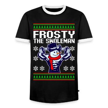 Fitness snowman bodybuilding christmas - Men's Ringer Shirt - black/white - Front - AI Model Female 172 light (172cm) & AI Model Male 178 light (178cm)