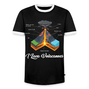 I Lava Ich Liebe Vulkane Geology Geologe Geschenk - Männer Kontrast-T-Shirt - Schwarz/Weiß - Vorne - AI Model Female 172 light (172cm) & AI Model Male 178 light (178cm)