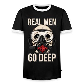 Cadeau drôle de plongeur plongeur crâne - T-shirt contrasté Homme - noir/blanc - Devant - AI Model Female 172 light (172cm) & AI Model Male 178 light (178cm)