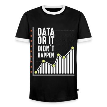 Analyste de données statistiques statisticien scientifique - T-shirt contrasté Homme - noir/blanc - Devant - AI Model Female 172 light (172cm) & AI Model Male 178 light (178cm)