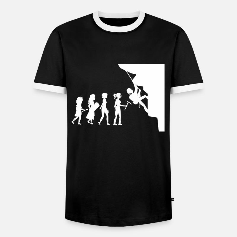 Bergsteiger Evolution Felswand Kletterer - Männer Kontrast-T-Shirt - Schwarz/Weiß