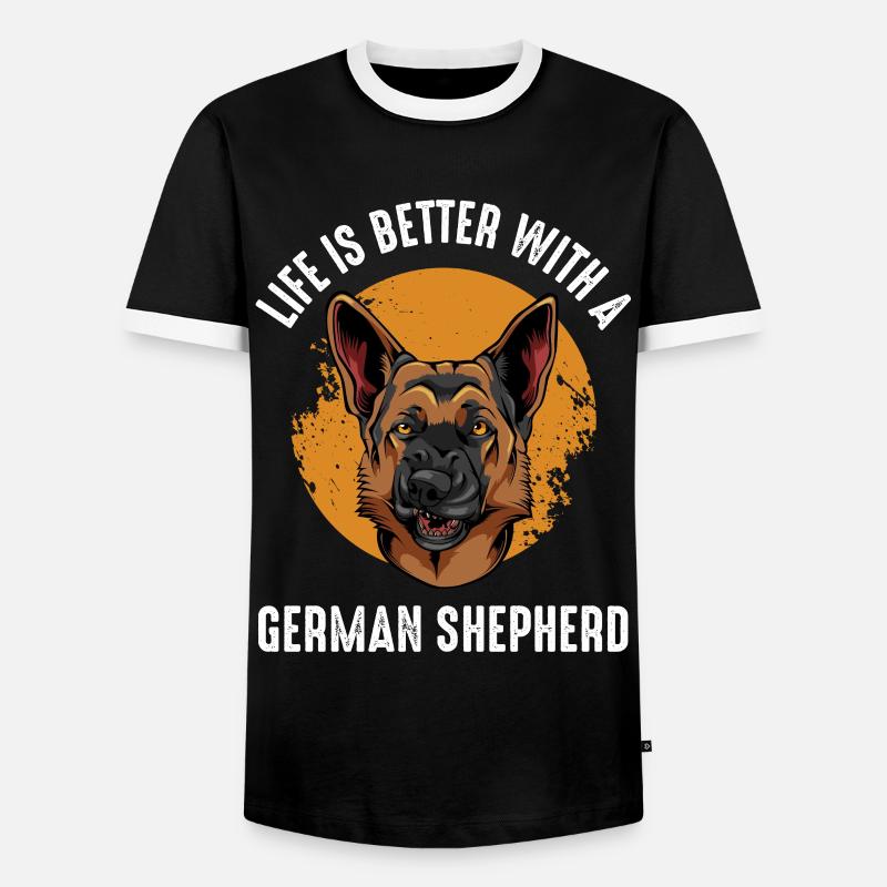 German shepherd - Men's Ringer Shirt - black/white
