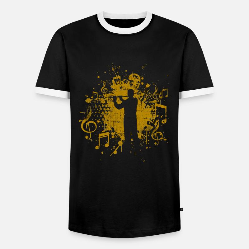 Querflöte - Männer Kontrast-T-Shirt - Schwarz/Weiß