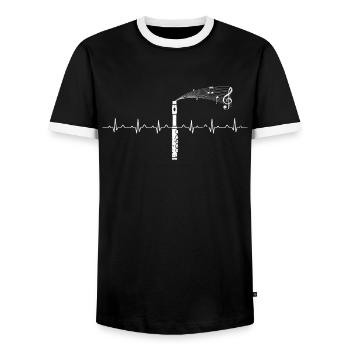 Flûte de rythme cardiaque - T-shirt contrasté Homme - noir/blanc - Devant - AI Model Female 172 light (172cm) & AI Model Male 178 light (178cm)