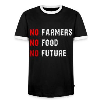 Aucun agriculteur Aucun aliment Aucun futur agriculteur Agriculteur - T-shirt contrasté Homme - noir/blanc - Devant - AI Model Female 172 light (172cm) & AI Model Male 178 light (178cm)