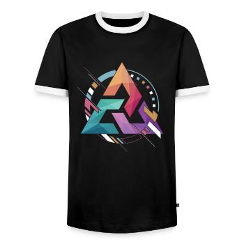 Triangle Abstract With Three Edges Gift - Men's Ringer Shirt - black/white - Front - AI Model Female 172 light (172cm) & AI Model Male 178 light (178cm)