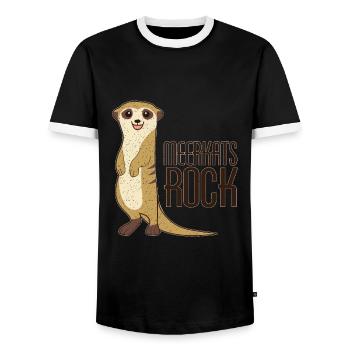 Meerkat Funny Animal Lover Animal Lover Animals - Men's Ringer Shirt - black/white - Front - AI Model Female 172 light (172cm) & AI Model Male 178 light (178cm)