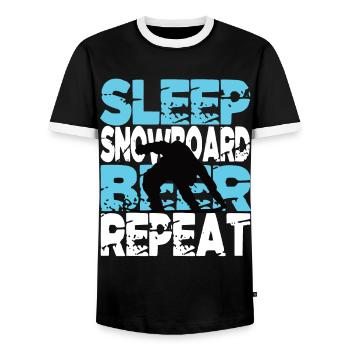 Snowboard Snowboarder Wintersport Snowboard - Männer Kontrast-T-Shirt - Schwarz/Weiß - Vorne - AI Model Female 172 light (172cm) & AI Model Male 178 light (178cm)