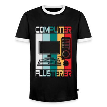 Computer Whisperer - Men's Ringer Shirt - black/white - Front - AI Model Female 172 light (172cm) & AI Model Male 178 light (178cm)