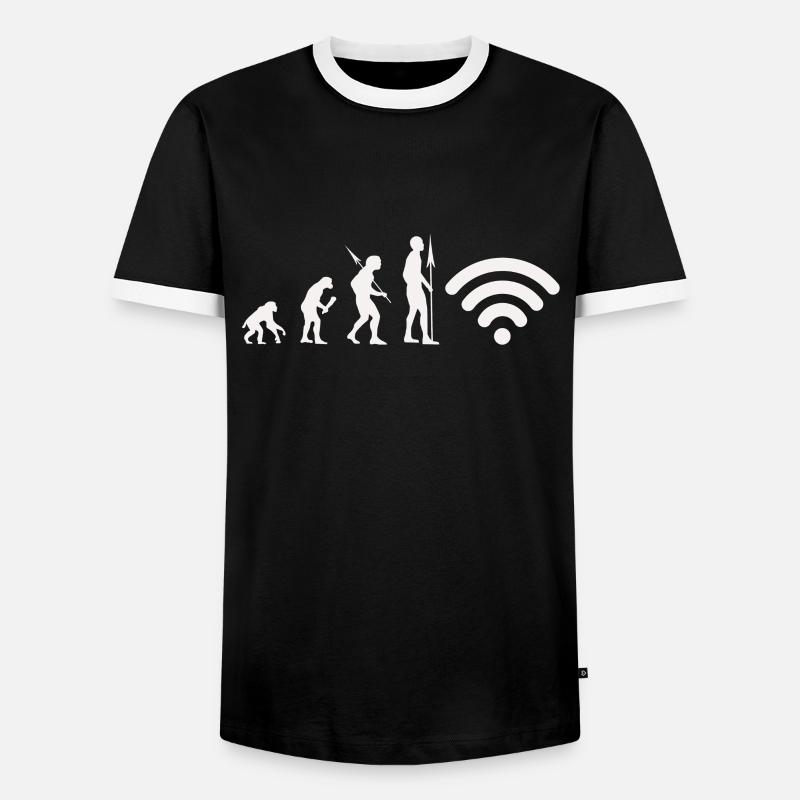 Wifi Evolution Internet Junkie Nerd - Men's Ringer Shirt - black/white
