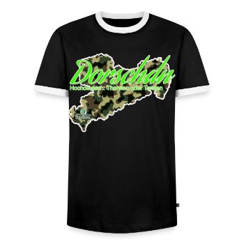 Dorschdn - Thorsten oder Torsten - Säggsch - Männer Kontrast-T-Shirt - Schwarz/Weiß - Vorne - AI Model Female 172 light (172cm) & AI Model Male 178 light (178cm)