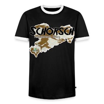 Schorsch - Georg - Säggsch - Männer Kontrast-T-Shirt - Schwarz/Weiß - Vorne - AI Model Female 172 light (172cm) & AI Model Male 178 light (178cm)