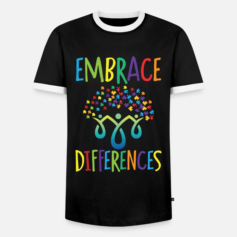 Embrace differences Autisme Handicap Compréhension - T-shirt contrasté Homme - noir/blanc