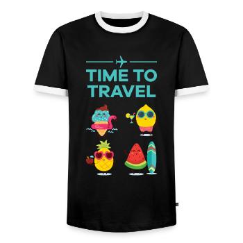Time to travel Fruits and fruit on the road - Men's Ringer Shirt - black/white - Front - AI Model Female 172 light (172cm) & AI Model Male 178 light (178cm)