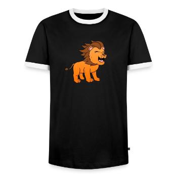 Lion lion - T-shirt contrasté Homme - noir/blanc - Devant - AI Model Female 172 light (172cm) & AI Model Male 178 light (178cm)