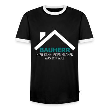 Bauherr - Männer Kontrast-T-Shirt - Schwarz/Weiß - Vorne - AI Model Female 172 light (172cm) & AI Model Male 178 light (178cm)