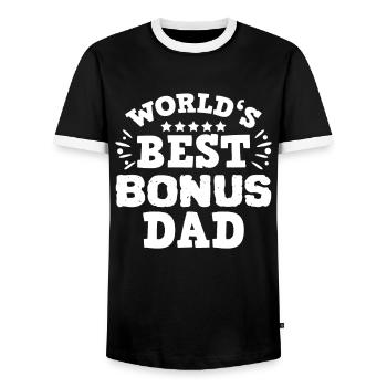 Bonus dad stepfather - Men's Ringer Shirt - black/white - Front - AI Model Female 172 light (172cm) & AI Model Male 178 light (178cm)