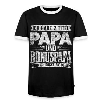 Stiefvater - Männer Kontrast-T-Shirt - Schwarz/Weiß - Vorne - AI Model Female 172 light (172cm) & AI Model Male 178 light (178cm)