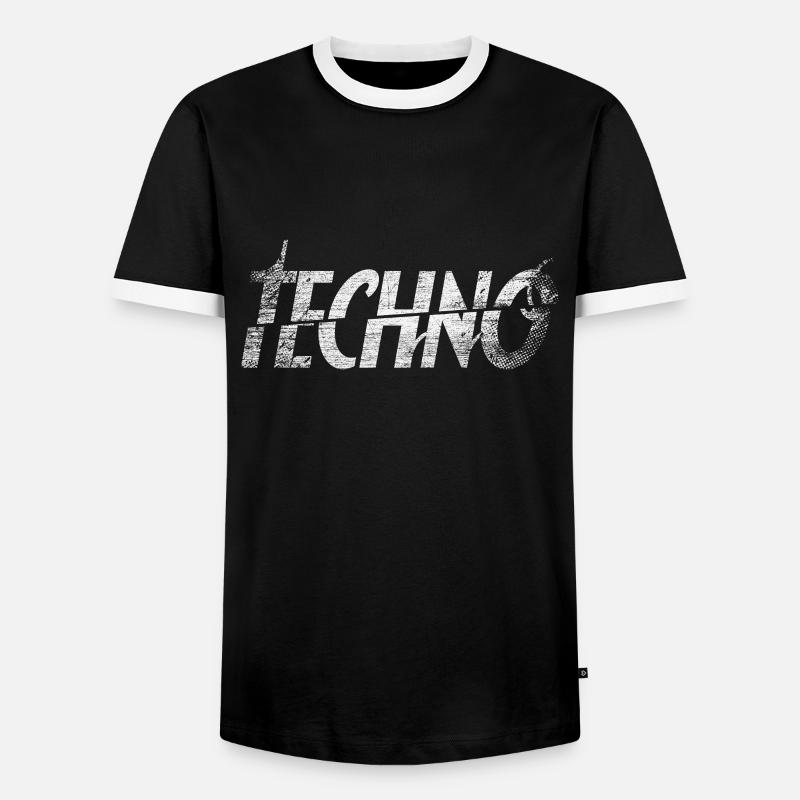 Techno - Männer Kontrast-T-Shirt - Schwarz/Weiß
