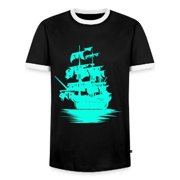 Bateau voilier marine Marine Fantasy Maritim Jolle - T-shirt contrasté Homme - noir/blanc - Devant - AI Model Female 172 light (172cm) & AI Model Male 178 light (178cm)