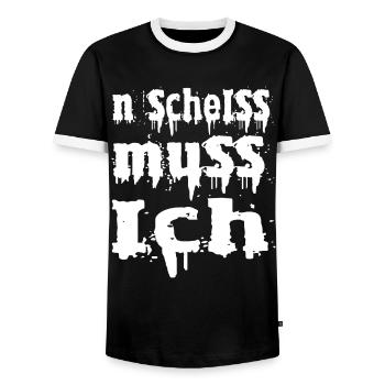 n scheiss muss ich - Männer Kontrast-T-Shirt - Schwarz/Weiß - Vorne - AI Model Female 172 light (172cm) & AI Model Male 178 light (178cm)