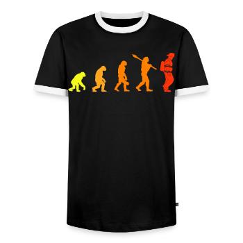 Feuerwehr Evolution - Feuerwehrmann Feuerwehrfrau - Männer Kontrast-T-Shirt - Schwarz/Weiß - Vorne - AI Model Female 172 light (172cm) & AI Model Male 178 light (178cm)