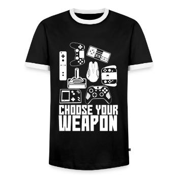 Choose your Weapon - Männer Kontrast-T-Shirt - Schwarz/Weiß - Vorne - AI Model Female 172 light (172cm) & AI Model Male 178 light (178cm)