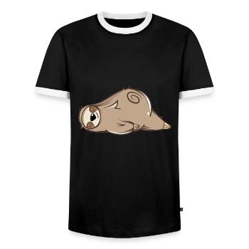 Schlafendes Faultier - Männer Kontrast-T-Shirt - Schwarz/Weiß - Vorne - AI Model Female 172 light (172cm) & AI Model Male 178 light (178cm)