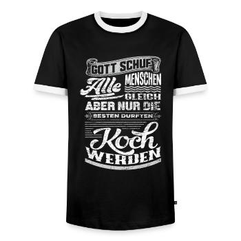 Koch Gott - Männer Kontrast-T-Shirt - Schwarz/Weiß - Vorne - AI Model Female 172 light (172cm) & AI Model Male 178 light (178cm)