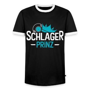 Schlager Prinz - Männer Kontrast-T-Shirt - Schwarz/Weiß - Vorne - AI Model Female 172 light (172cm) & AI Model Male 178 light (178cm)