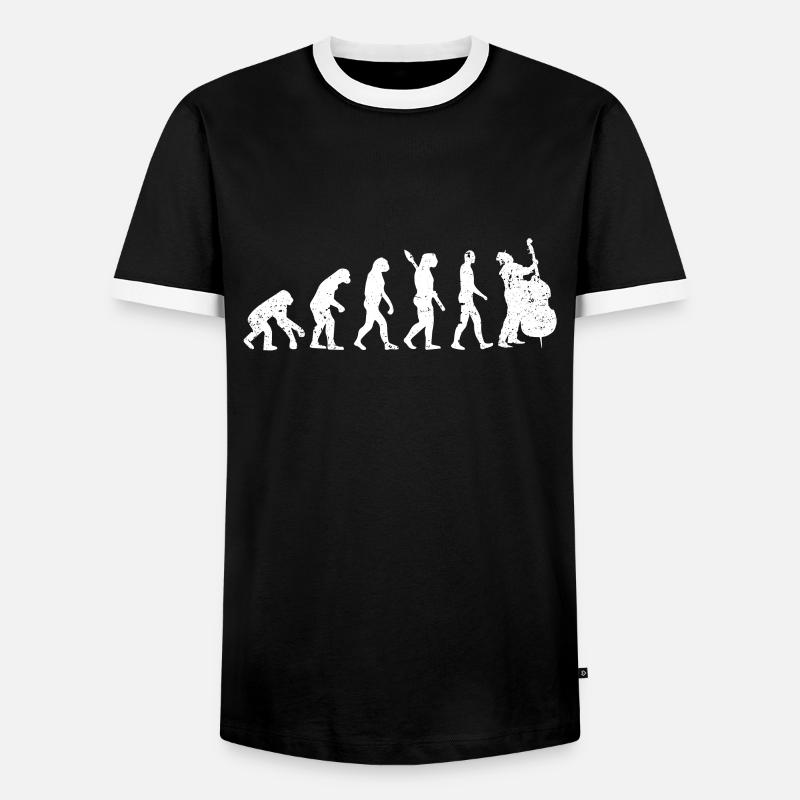 Kontrabass Evolution - Männer Kontrast-T-Shirt - Schwarz/Weiß