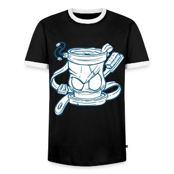 Chalk climbing climbing bouldering - Men's Ringer Shirt - black/white - Front - AI Model Female 172 light (172cm) & AI Model Male 178 light (178cm)