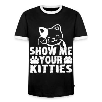 Cat cat lover cat cat lover kitty - Men's Ringer Shirt - black/white - Front - AI Model Female 172 light (172cm) & AI Model Male 178 light (178cm)
