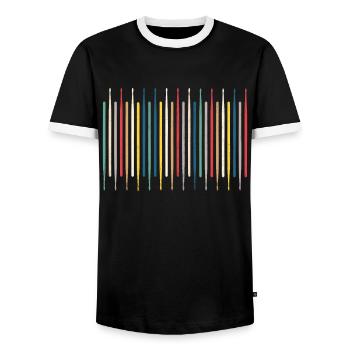 Schlagzeug Drumsticks - Männer Kontrast-T-Shirt - Schwarz/Weiß - Vorne - AI Model Female 172 light (172cm) & AI Model Male 178 light (178cm)