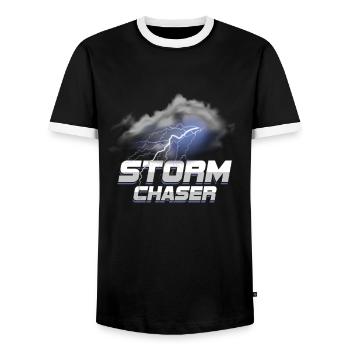 Geographical Storm Chasing Weather Condition Gift - Men's Ringer Shirt - black/white - Front - AI Model Female 172 light (172cm) & AI Model Male 178 light (178cm)