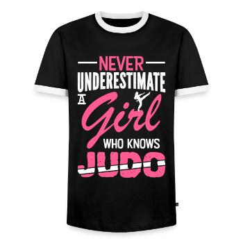 Judo girl - Men's Ringer Shirt - black/white - Front - AI Model Female 172 light (172cm) & AI Model Male 178 light (178cm)