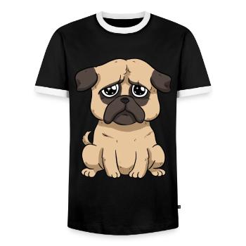 Carlin triste - T-shirt contrasté Homme - noir/blanc - Devant - AI Model Female 172 light (172cm) & AI Model Male 178 light (178cm)