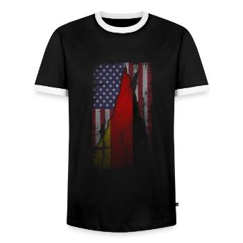 USA Germany America flag gift - Men's Ringer Shirt - black/white - Front - AI Model Female 172 light (172cm) & AI Model Male 178 light (178cm)
