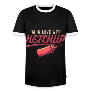 Amoureux du ketchup - T-shirt contrasté Homme - noir/blanc - Devant - AI Model Female 172 light (172cm) & AI Model Male 178 light (178cm)