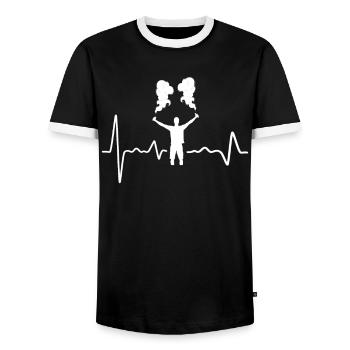 Heartbeat Pyro Heartbeat du Nouvel An - T-shirt contrasté Homme - noir/blanc - Devant - AI Model Female 172 light (172cm) & AI Model Male 178 light (178cm)