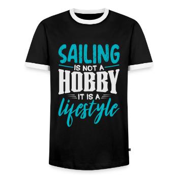 navigation à voile - T-shirt contrasté Homme - noir/blanc - Devant - AI Model Female 172 light (172cm) & AI Model Male 178 light (178cm)